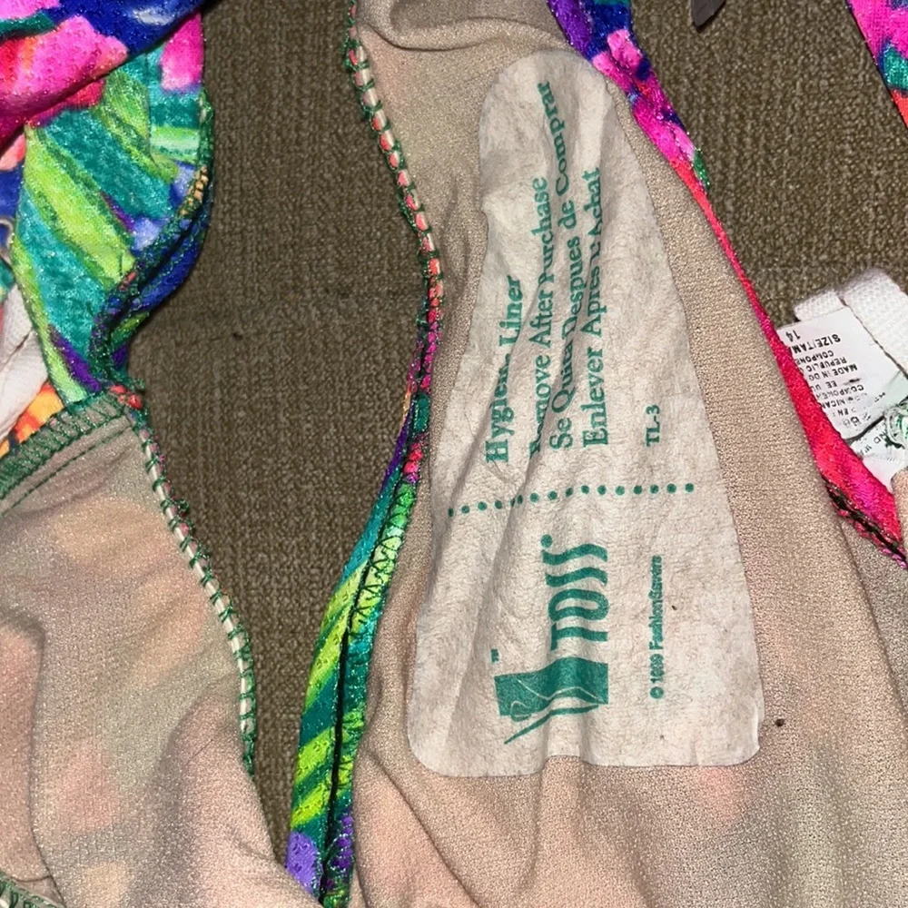NEW Authentic Vintage High Waisted Bikini Swim Bottoms Bright Tropical Floral M